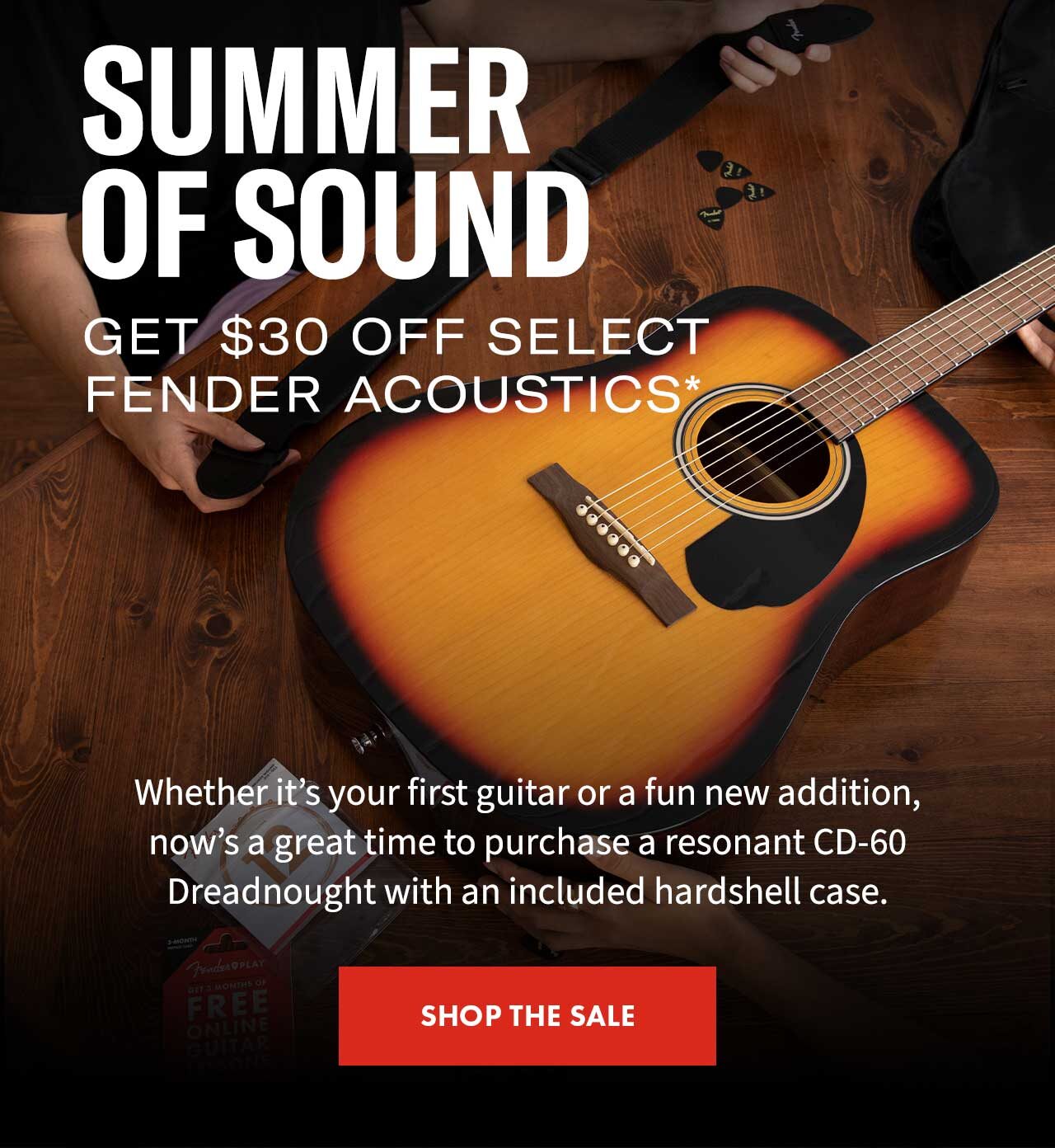 Summer of Sound | Get $30 Off Select Fender Acoustics